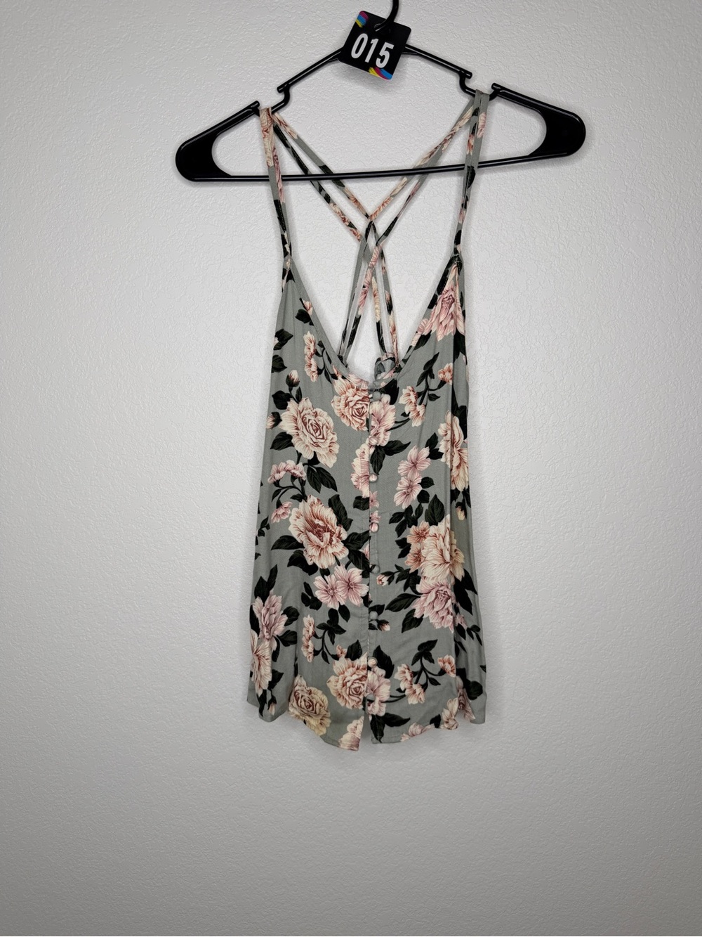 American Eagle Green Floral Strappy Back Tank Top – Small